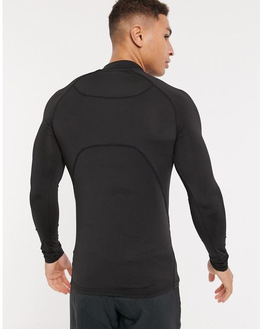 4505 Black Asos Icon Training Base Layer Long Sleeve T-shirt With Quick Dry for men