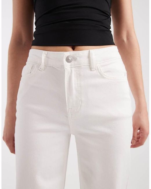 Pieces White Silke Mid Waisted Wide Leg Jeans