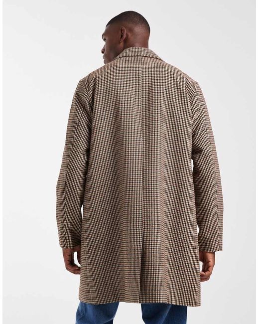 Jack & Jones Brown Wool Look Overcoat for men