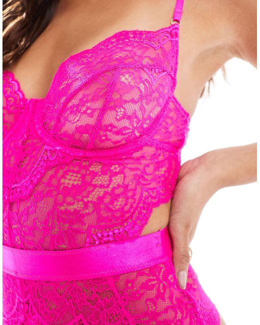 Ann Summers Pink Hold Me Tight Lace Underwired Bodysuit