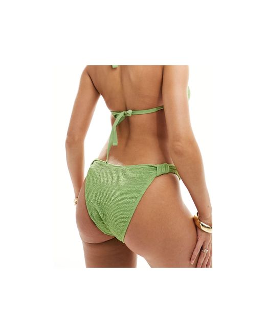 Ivory Rose Green Knot Side Crinkle Bikini Bottom