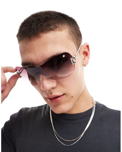 ASOS Blue Rimless Sunglasses for men