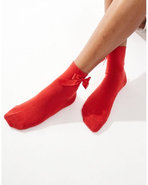 ASOS Red Bow Ankle Socks