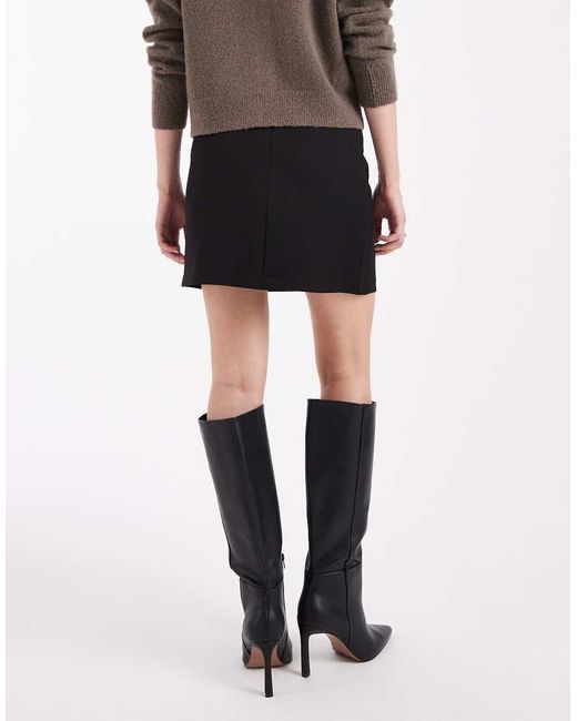 Pieces Black Tailored Notch Front Mini Skirt
