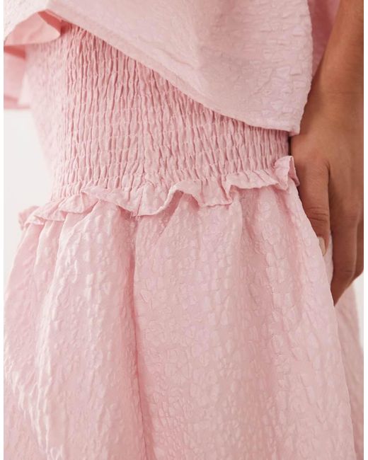 Sister Jane Pink Prim Organza Shirred Waist Maxi Skirt Co-Ord