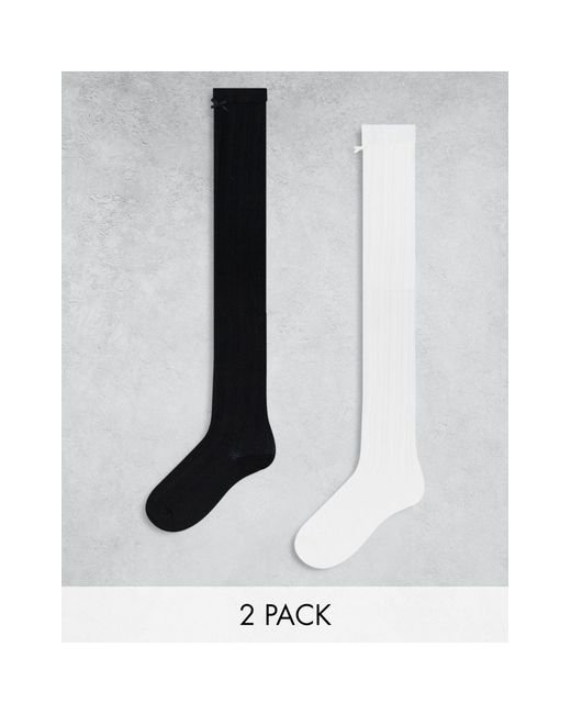 Monki White 2 Pack Knee High Pellerine Socks