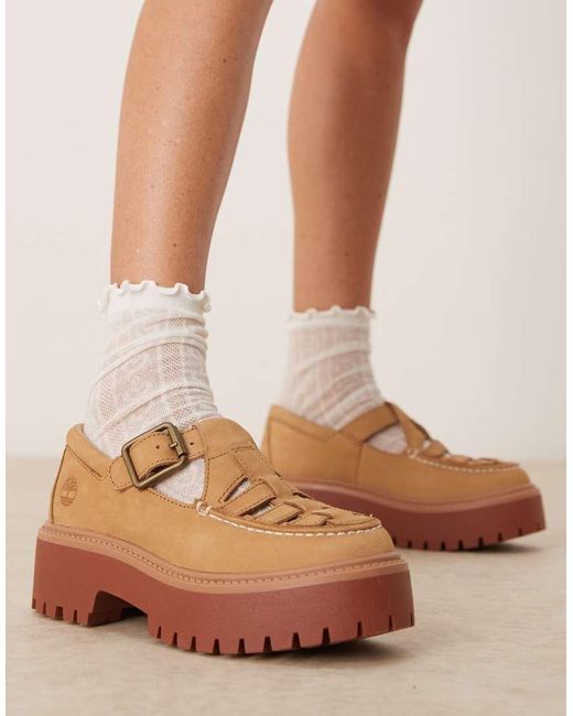 Zapatos Estilo Merceditas Con Plataforma De Nobuk Stone Street De -Neutro Timberland de color Brown