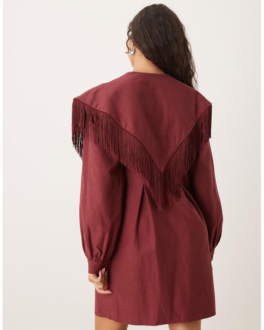 Frankie - robe courte à franges Ghospell en coloris Red