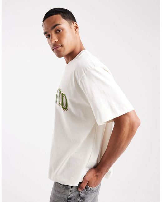 Jack & Jones White Oversized T-shirt With Collegiate Print for men