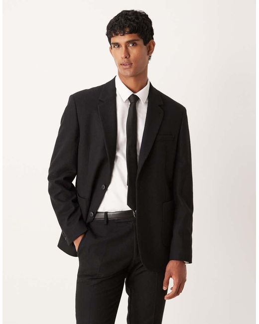 ASOS Black Slim Wool Mix Suit Jacket for men