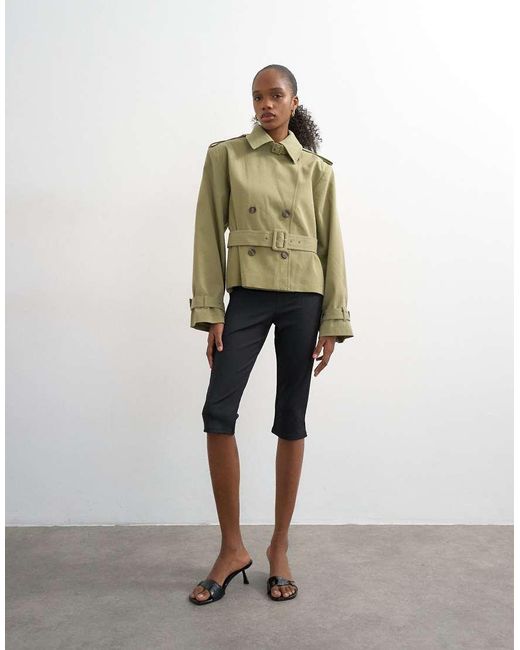TOPSHOP Metallic Cropped Funnel Neck Trench