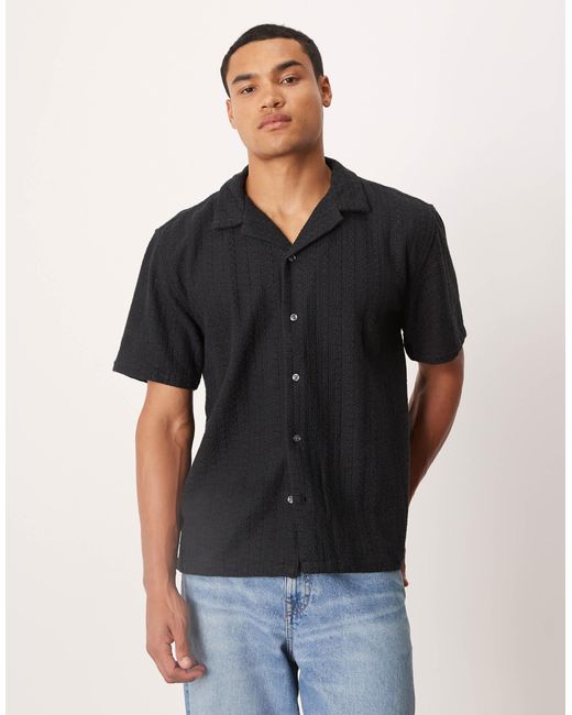 Abercrombie & Fitch White Cropped Short Sleeve Textured Shirt for men