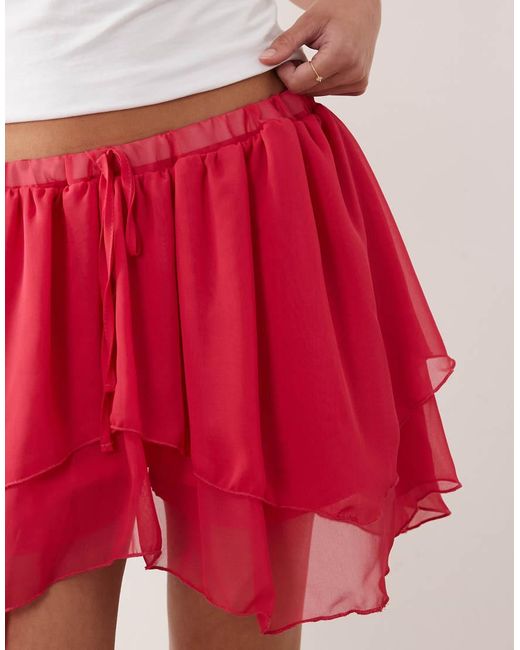 Miss Selfridge Red Laye Mini Skirt