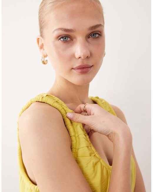 ASOS Yellow Scoop Ruched Neck Mini Sundress