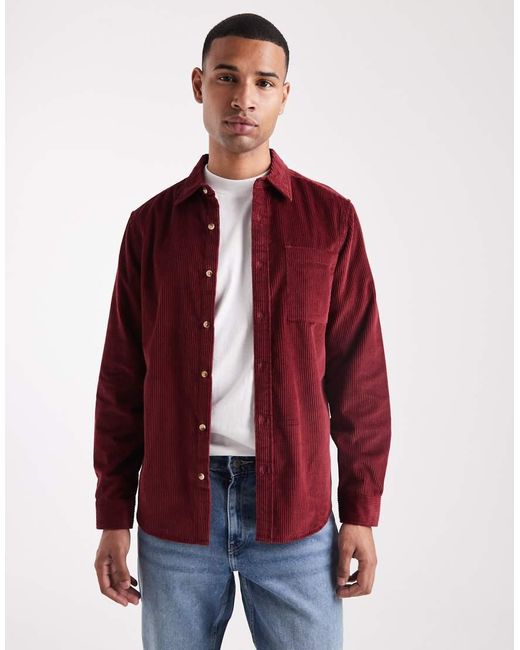 New Look Red Cord Shirt for men