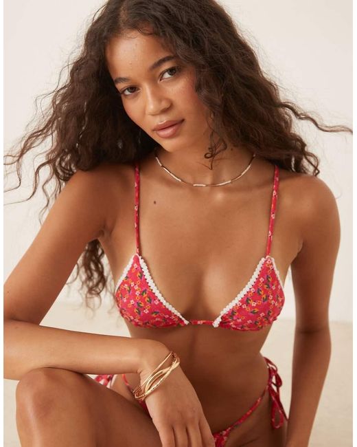 Wild Lovers Orange Rio Floral Print Triangle Bikini Top