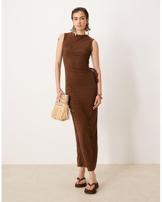 ASOS Natural Towelling Sleeveless Cut Out Side Maxi Dress