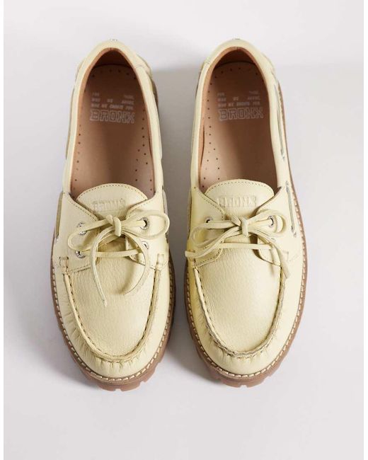 Bronx White Sie-nna Chunky Lace Up Boat Shoes
