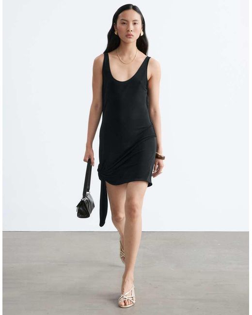 & Other Stories White Jersey Mini Dress With Wrap Tie Detail