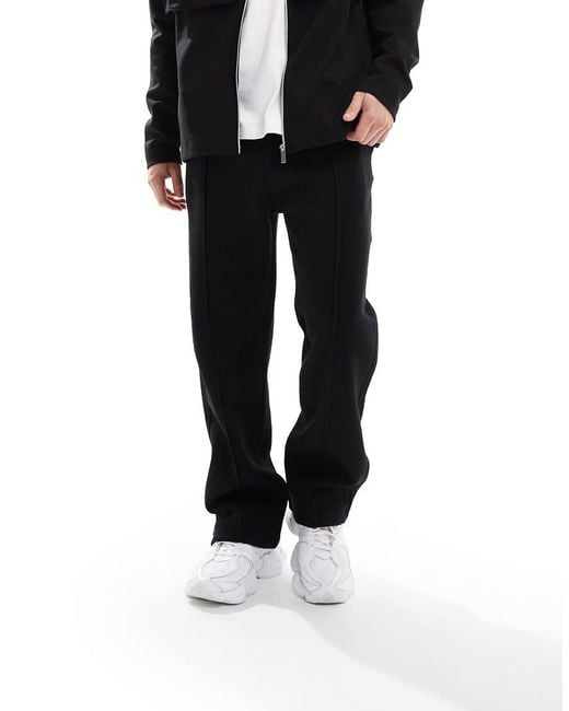 Bershka Black Wide Leg Pintuck jogger for men