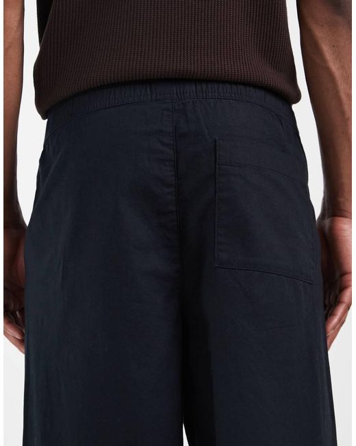 ASOS Black Loose Linen Blend Trousers for men