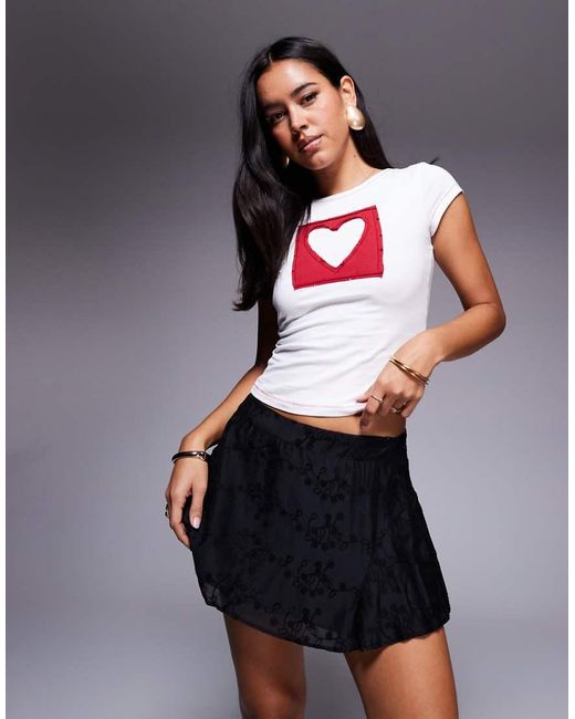 Princess Polly Gray Perilla Embroidered Skater Mini Skirt