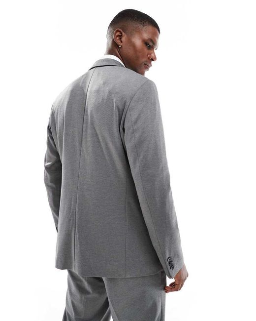 Jack & Jones Gray Slim Fit Jersey Suit Jacket for men
