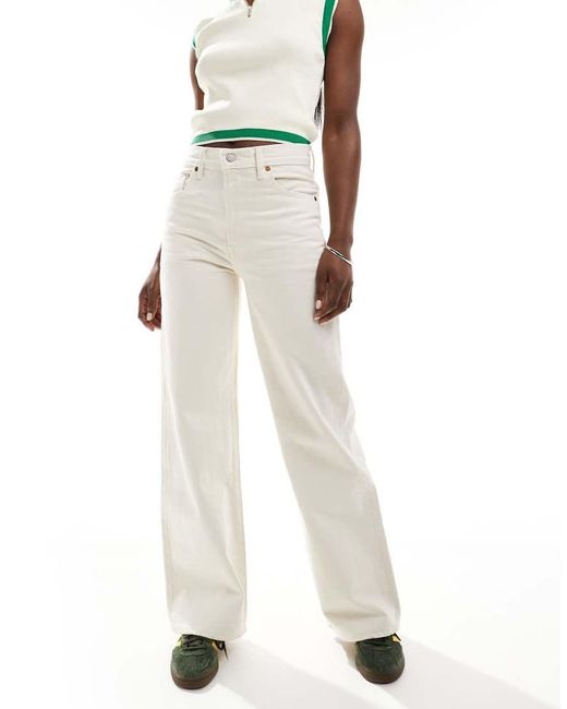 Levi's White Ribcage High Rise Wide Leg Jeans