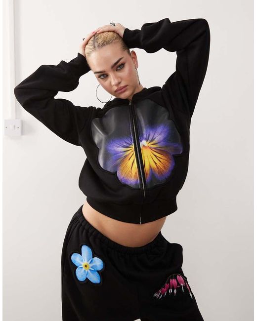 Tyler McGillivary Black Flower Bloom Print Hoodie