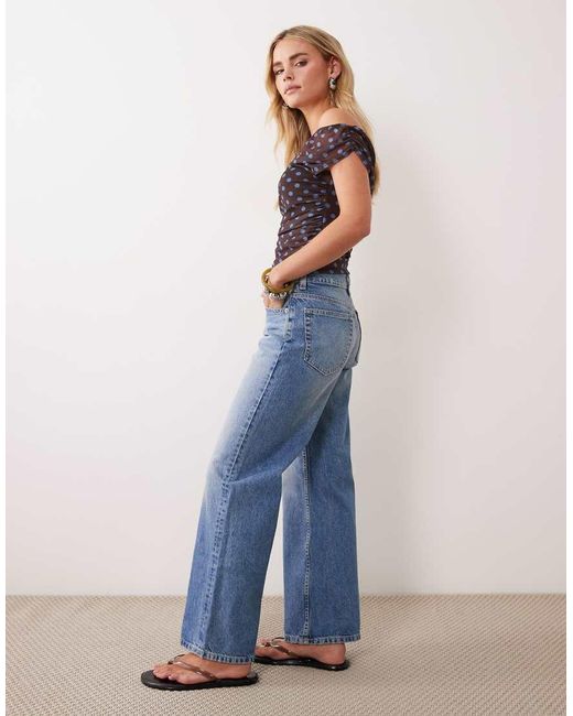 ASOS Blue Asos Design Circular Design Collection Petite Wide Leg Dad Jeans