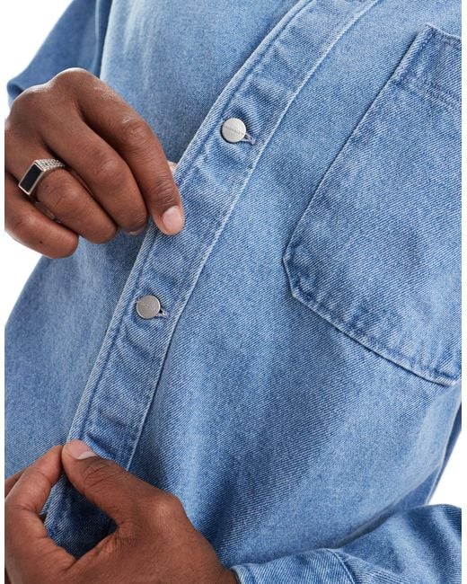 Jack & Jones Blue Oversized Denim Overshirt for men