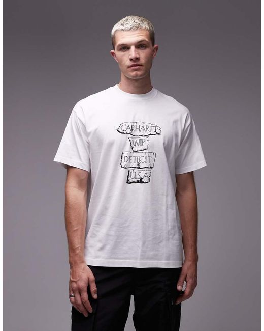 Camiseta Blanca De Corte Suelto Con Estampado Arcan De Carhartt de hombre de color White