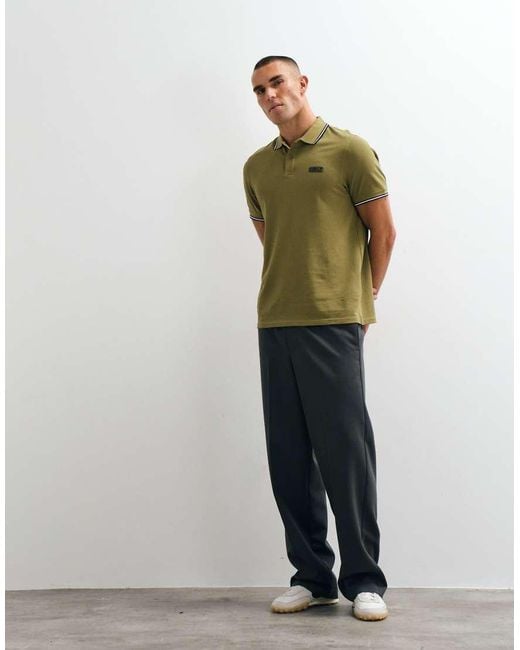 Barbour Green Evan Short Sleeve Tipped Polo Shirt for men