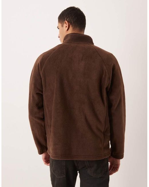 ASOS Brown Relaxed Funnel Neck Quarter Zip Fleece Sweatshirt for men