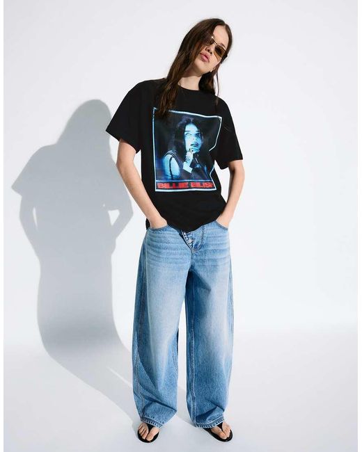 Bershka Black Billie Eilish Short Sleeve Print T-shirt