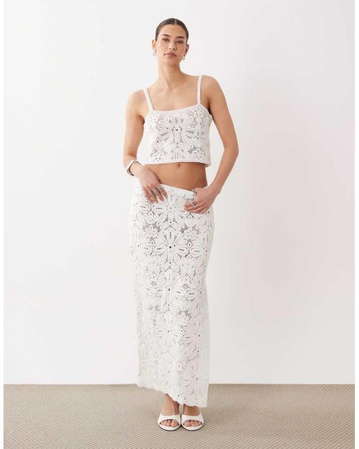 ASOS White Crochet Premium Bralet Co-Ord