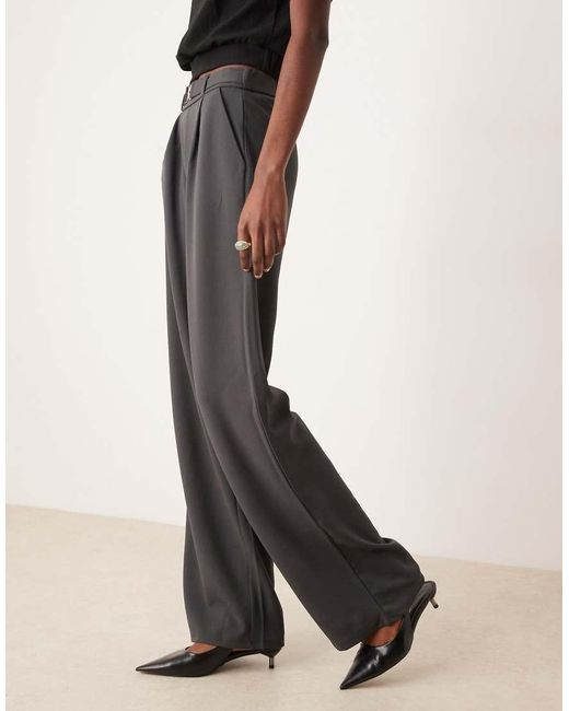 JDY Tall Black Belt Detail Wide Leg Trousers