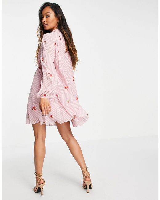 ASOS Pleated Trapeze Mini Dress With 