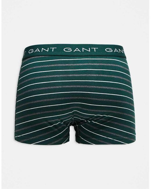 Gant Green 3-pack Stripe Trunks With Logo Waistband for men
