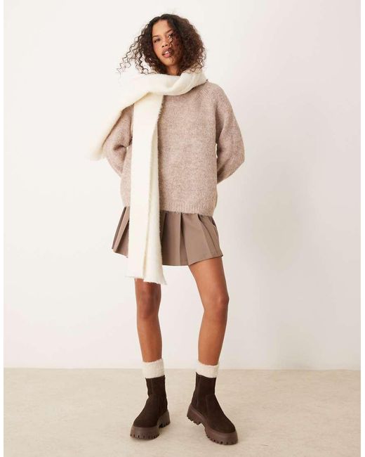 Jdy Natural High Neck Textured Knitted Jumper