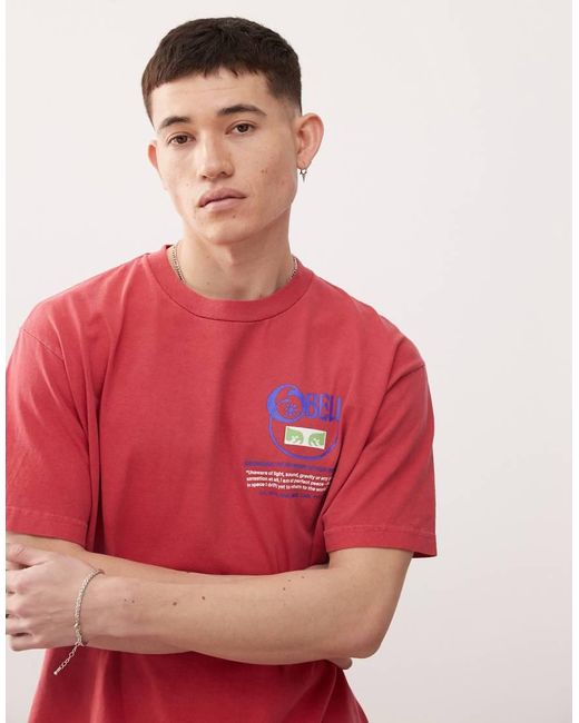 Camiseta Con Estampado Gráfico En La Espalda Y Logo Relax De Obey de hombre de color Red