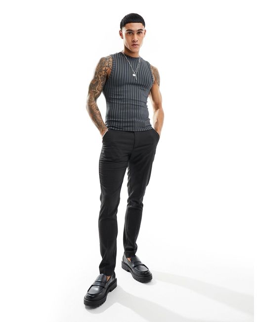 ASOS Muscle Fit Ribbed Vest in Blue for Men Lyst