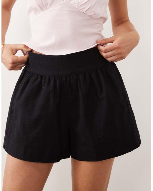 ASOS White Linen Look Pull On Shorts