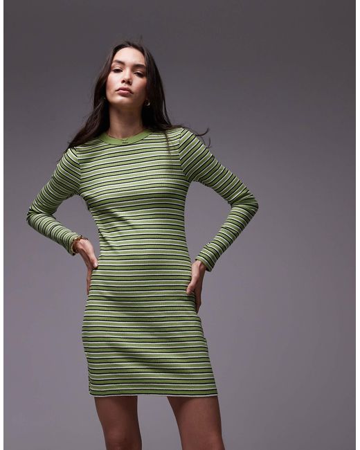 TOPSHOP Green – langärmliges minikleid