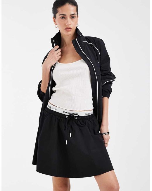 Tommy Hilfiger White Poplin Mini Skirt With Logo Waistband