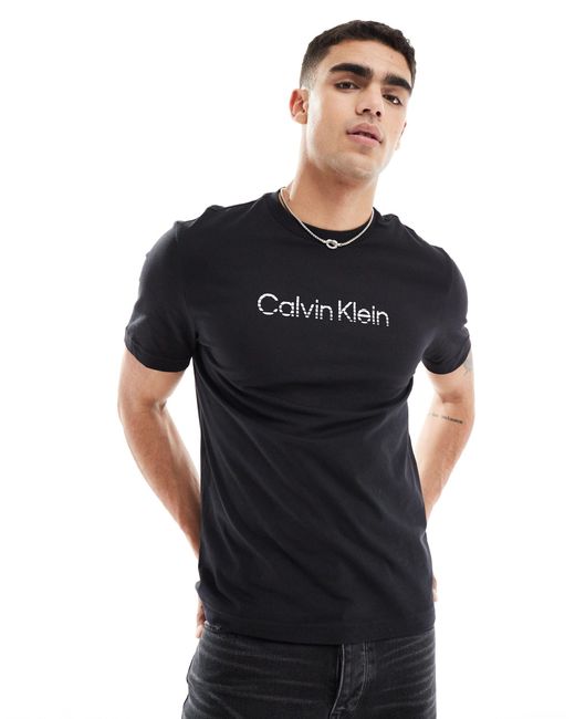 Camiseta negra con logo degradado Calvin Klein de hombre de color Black
