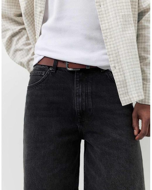 Pull&Bear White Baggy Denim Bermuda Shorts for men