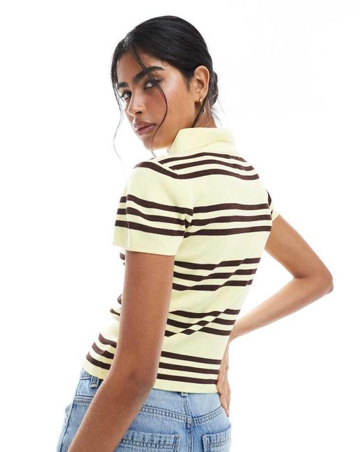 ASOS Fijngebreide Rugbytop Met Korte Mouwen En Strepen in het White