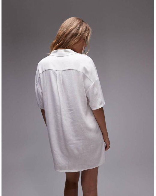 TOPSHOP Linen Souvenir Shirt Dress in Grey Lyst UK