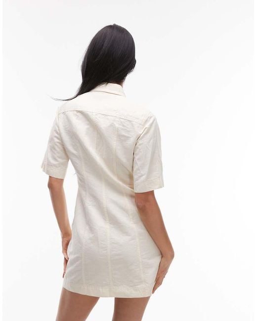 ARKET Natural Mini Shirt Dress With Front Patch Pockets